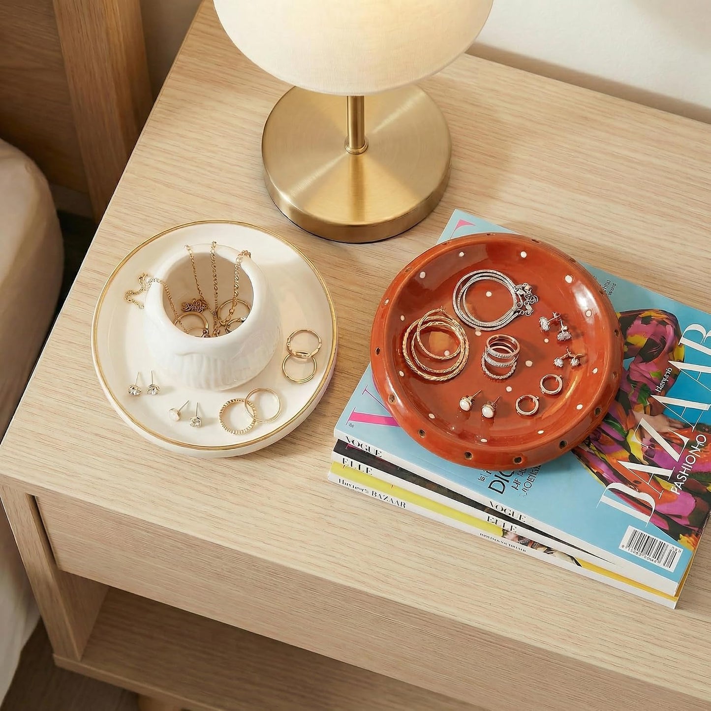 Handmade Ceramic Decorative Jewelry Tray Trinket Dish for Rings Earrings / Brown