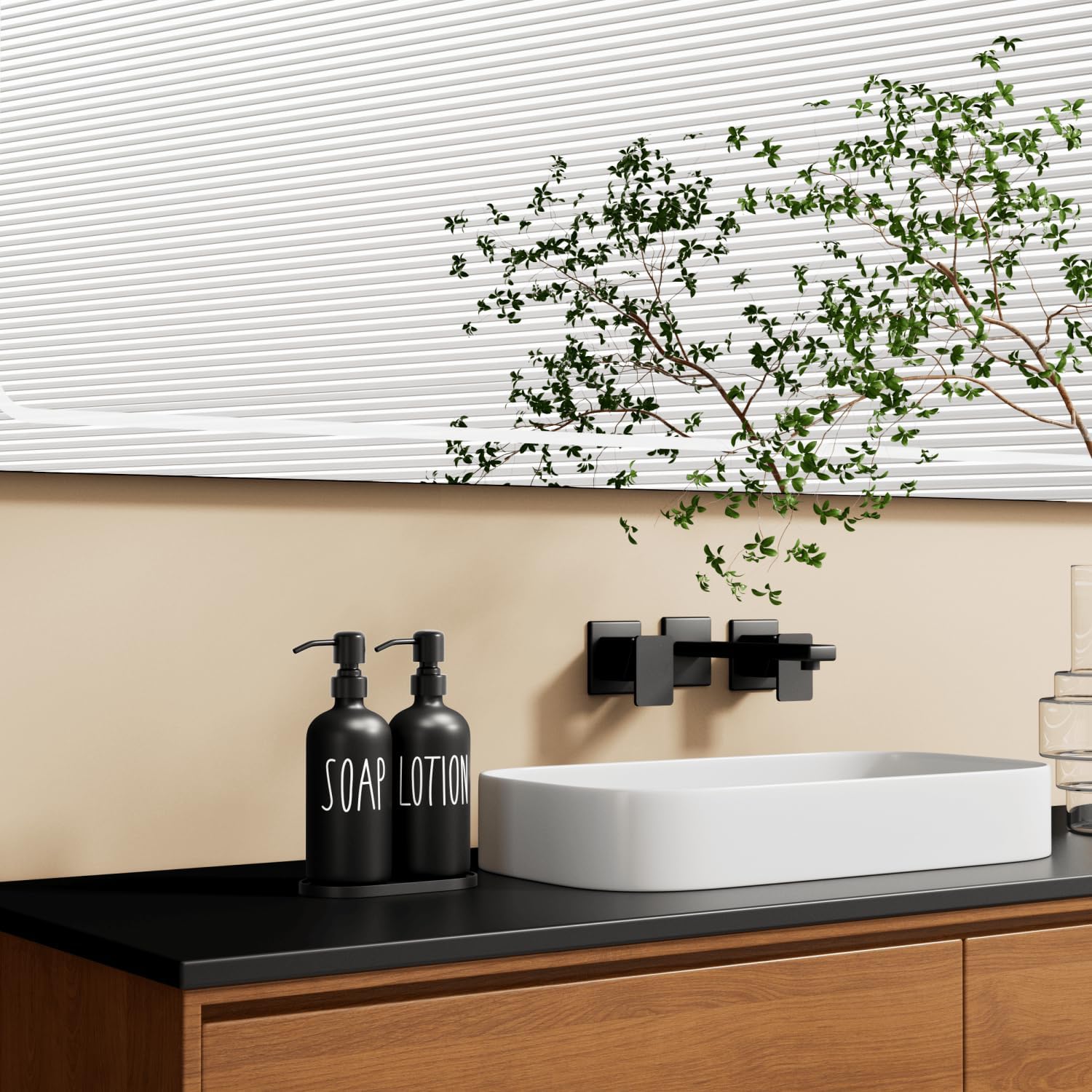 MOMEEMO Black Soap Dispenser Bathroom, Contains Lotion and Hand Soap Dispenser, Suitable for Bathroom Accessories