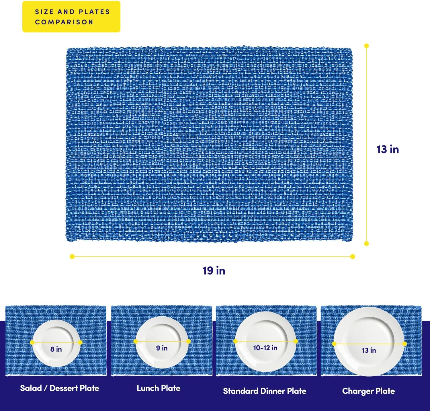 Sweet Home Collection 100% Cotton Placemats for Dining Room Rectangle Two Tone Woven Fabric 13" x 19" Soft Durable