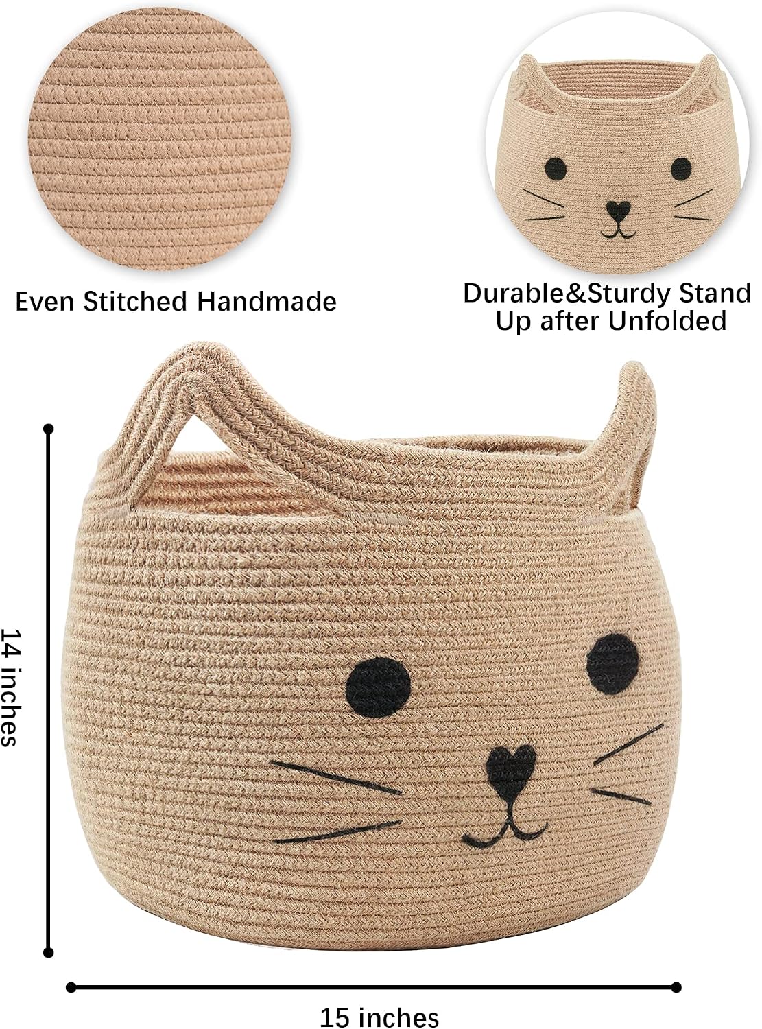 Animal Baskets Large Woven Cotton Rope Storage / Jute / Jute Cat