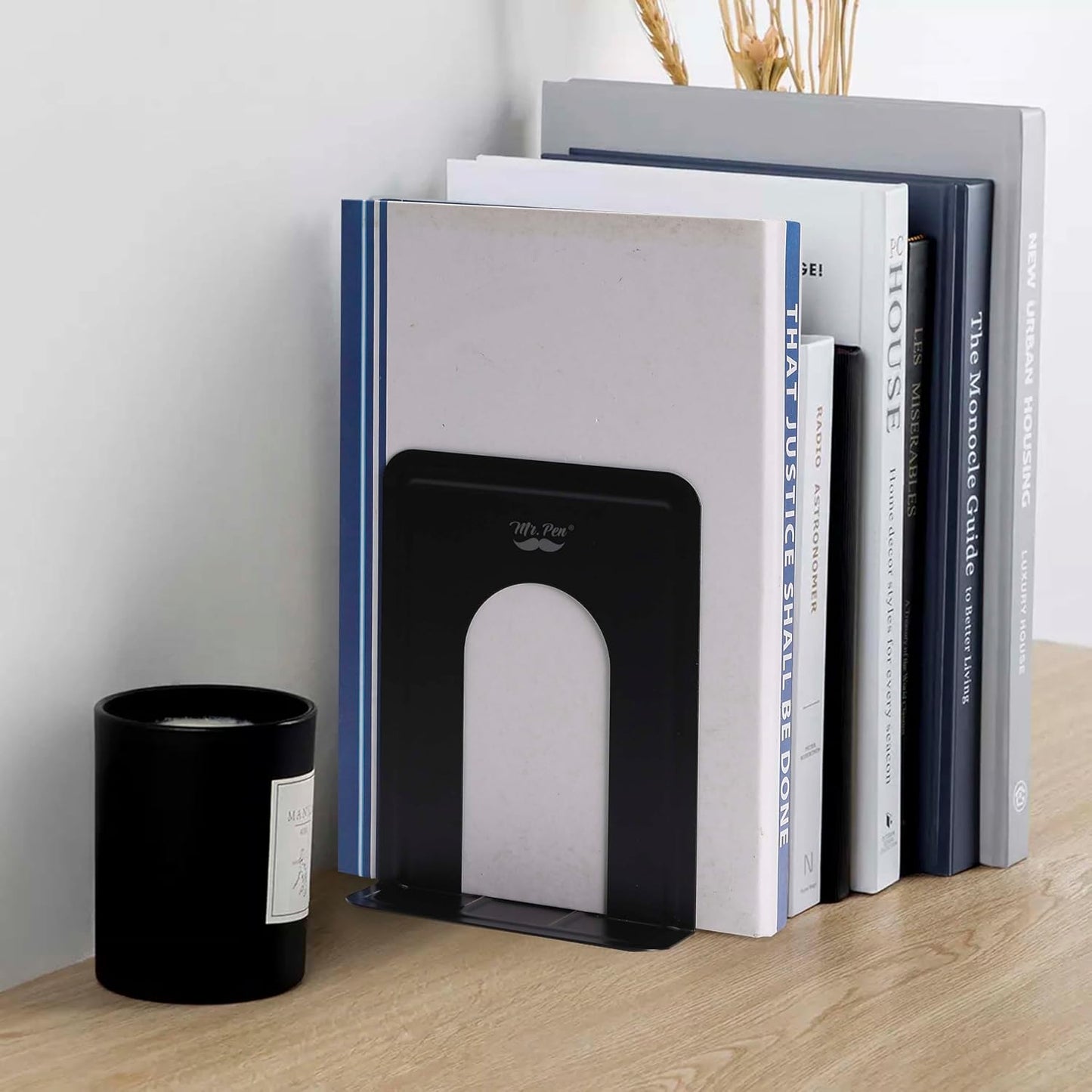 Metal Bookends / Heavy Duty Metal Bookends / Black / Set of 8