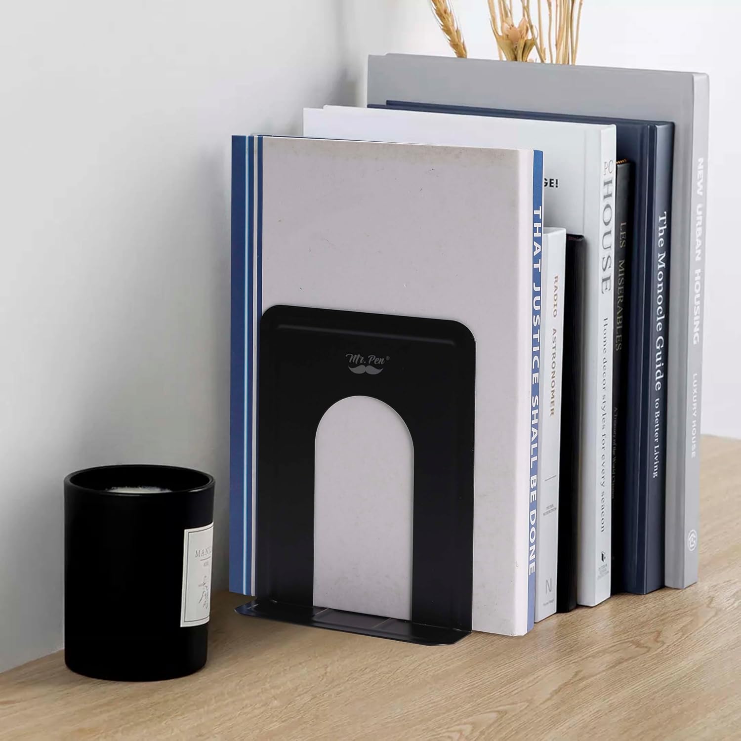 Metal Bookends / Heavy Duty Metal Bookends / Black / Set of 8