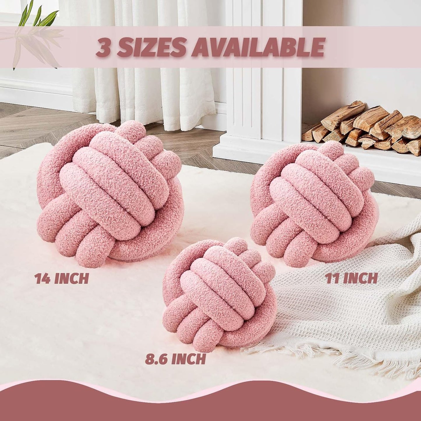 Round Boucle Pillow / Blush Pink / Small