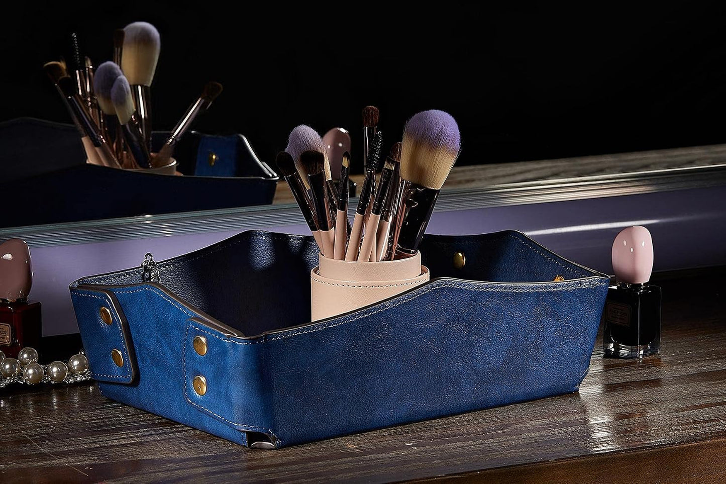 Travel PU Valet Tray / Dark Blue_l / Blue