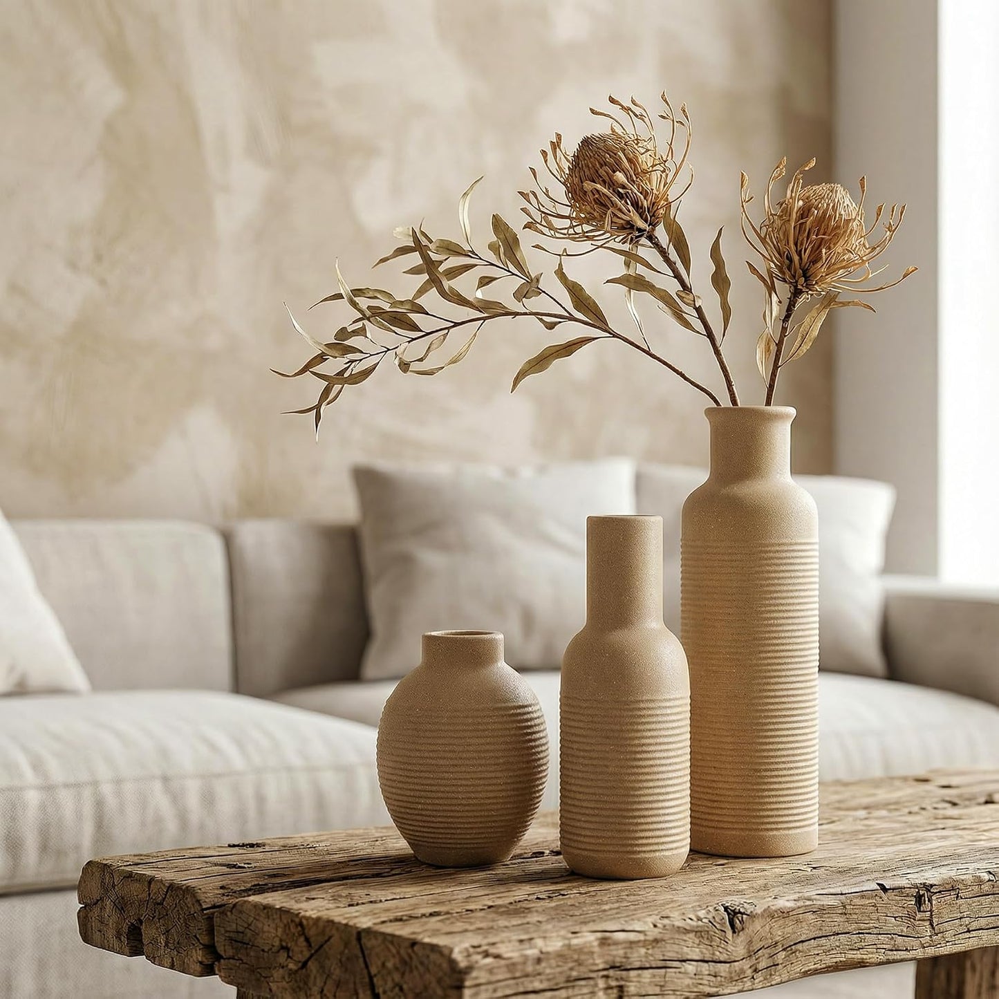 Rustic Farmhouse Vase / Retro / Set of 3