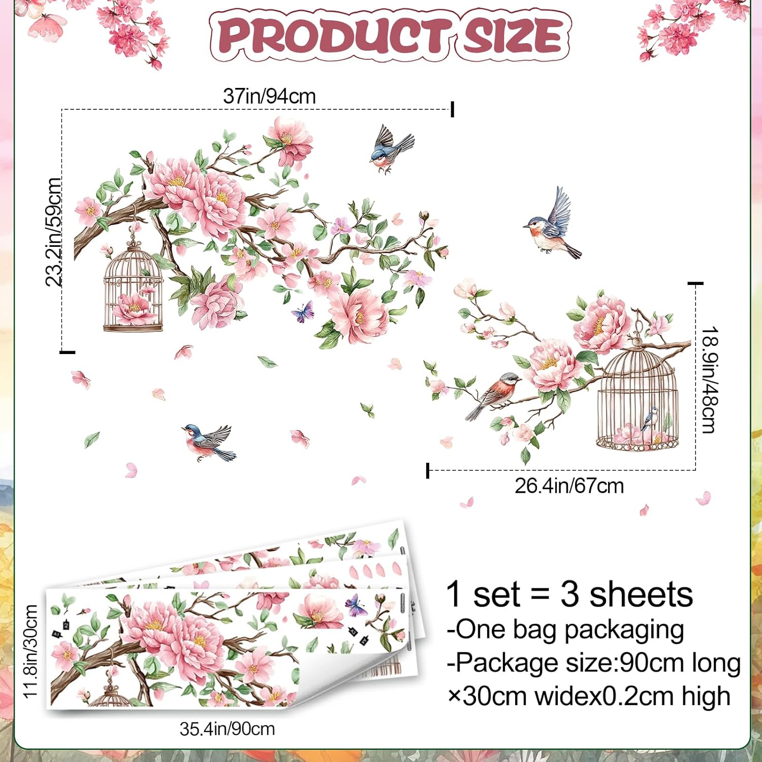 Removable Large Flowers / Tree Branches Wall Stickers