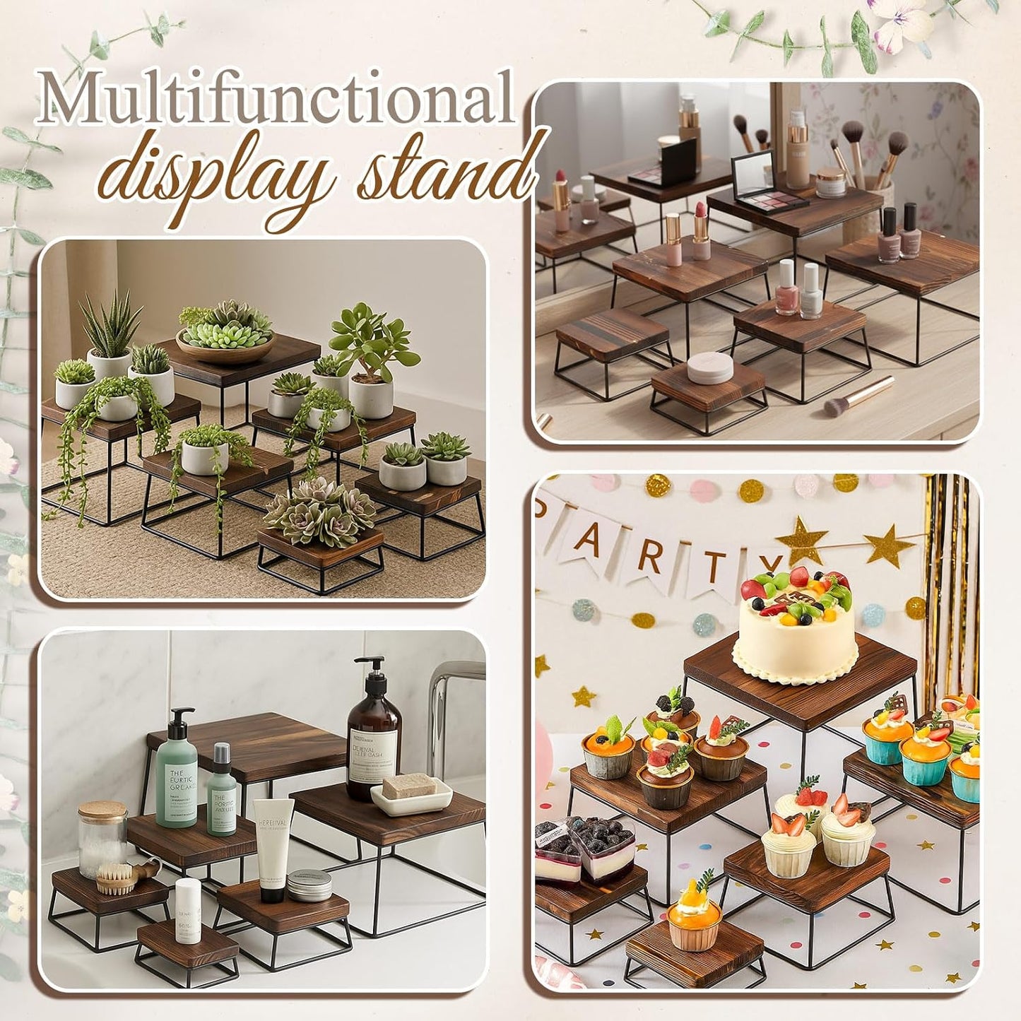 Wood Cupcake Display Stand Rustic Dessert Table Wood Risers Display Stands / Set of 6
