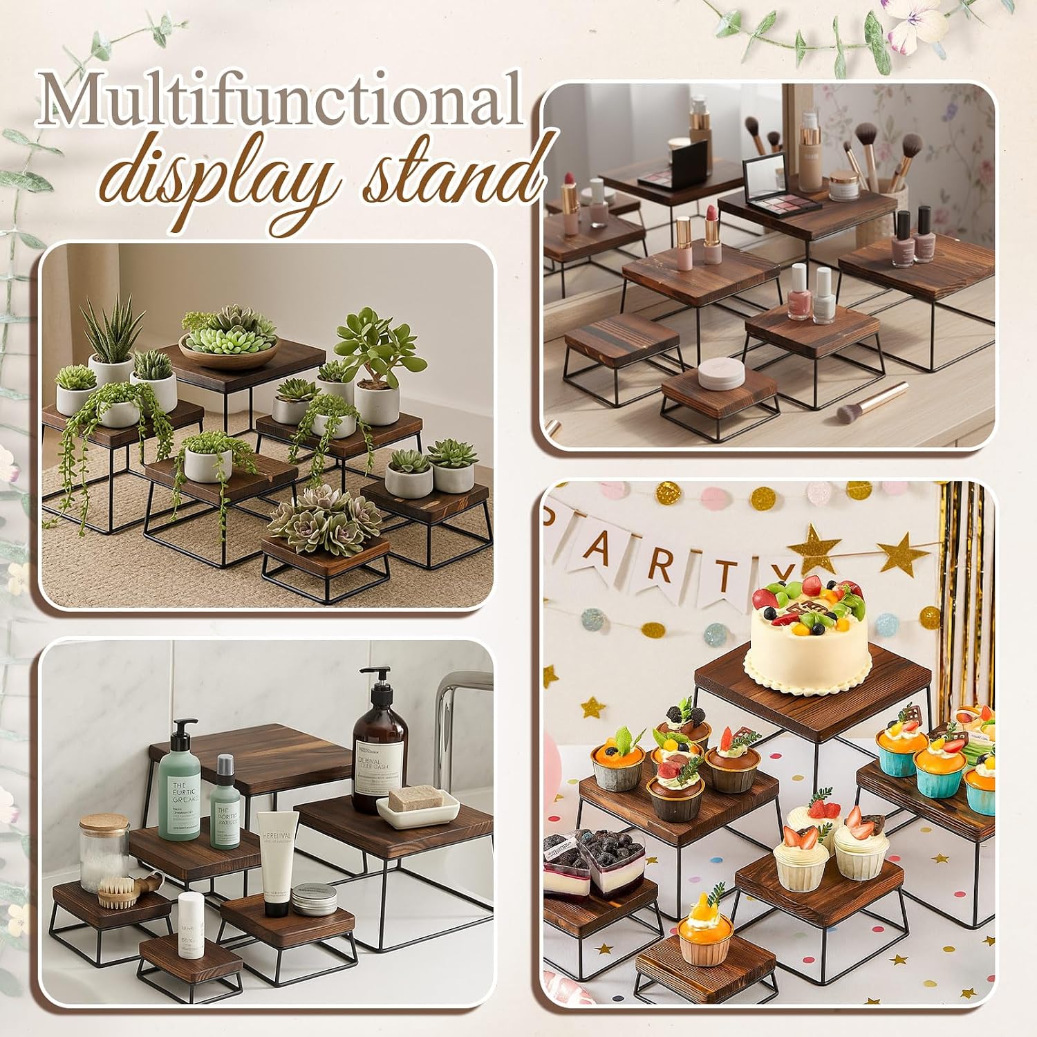 Wood Cupcake Display Stand Rustic Dessert Table Wood Risers Display Stands / Set of 6