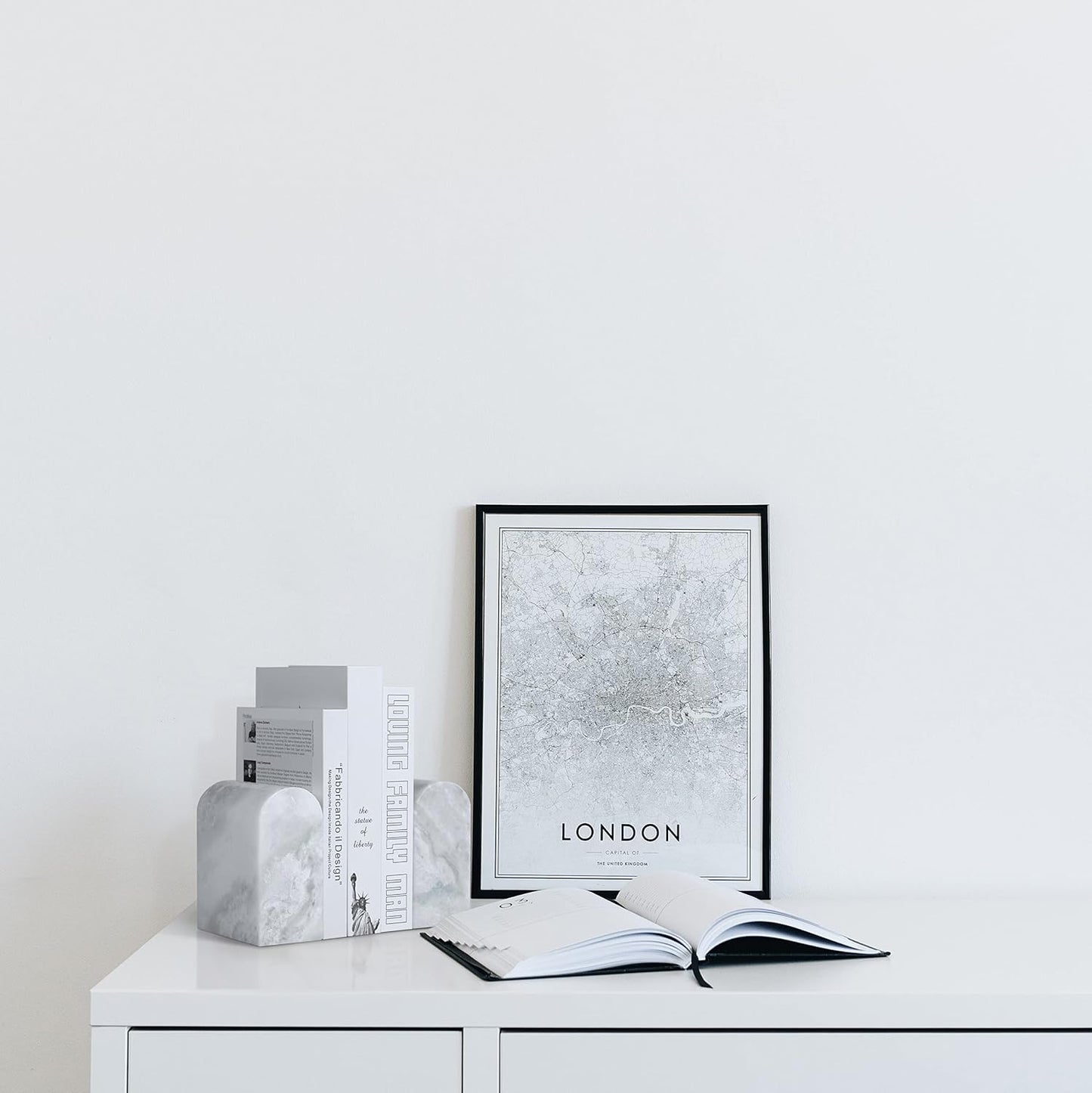 Non-Slip Book Ends / White Marble-namib Fantasy