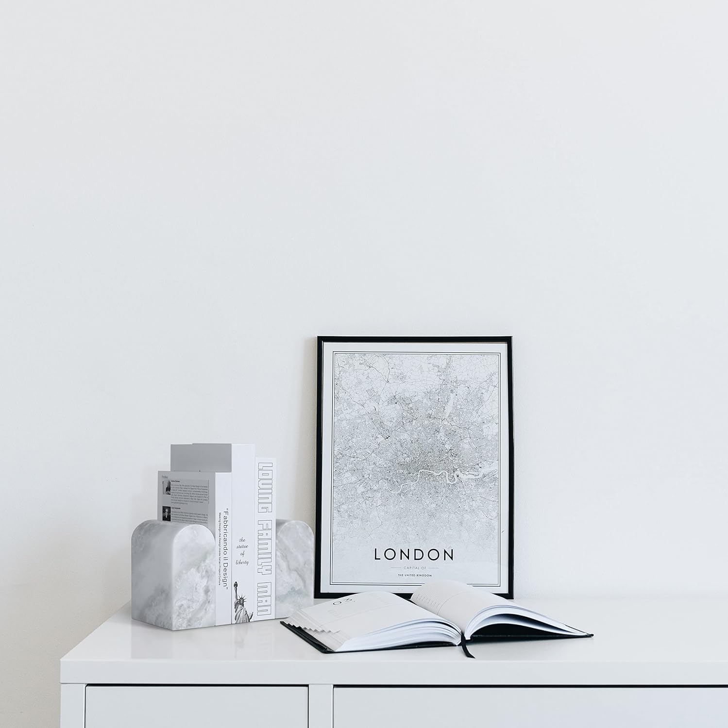 Non-Slip Book Ends / White Marble-namib Fantasy