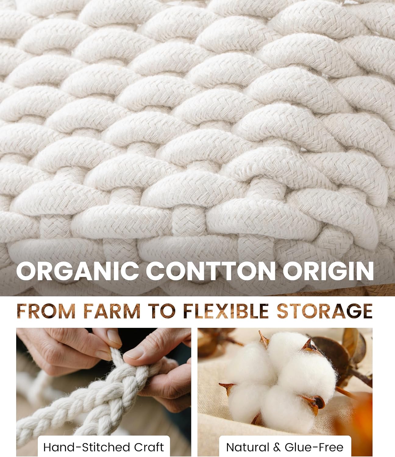 Woven Decorative Storage Bins for Shele / White & White / Set of 2