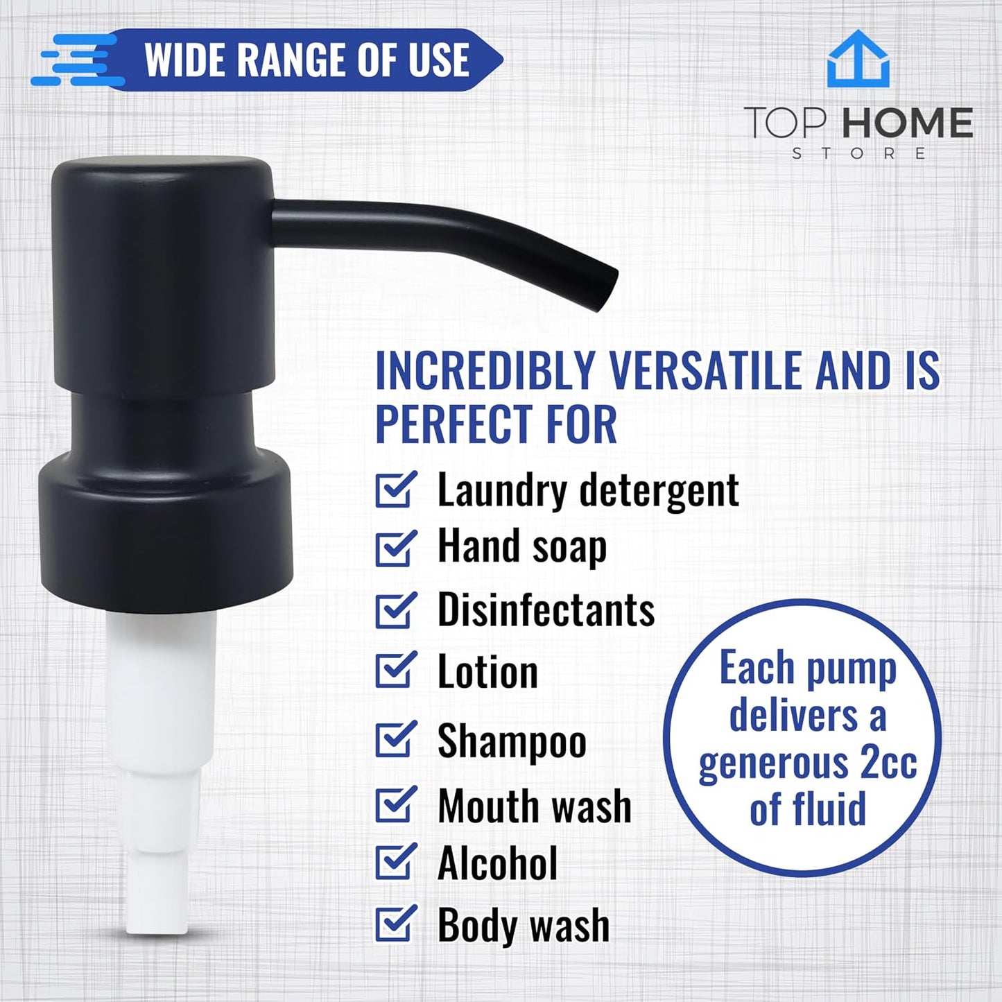 Bathroom Countertop Soap Pump Heads, Black Matte, 4-Pack