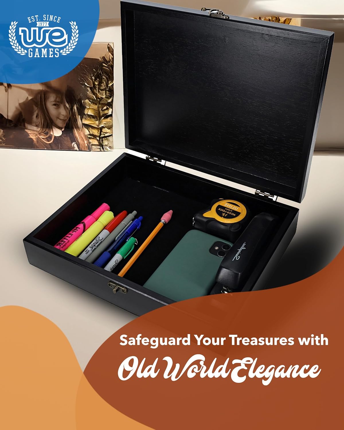 Old World Wooden Box / Black-stained