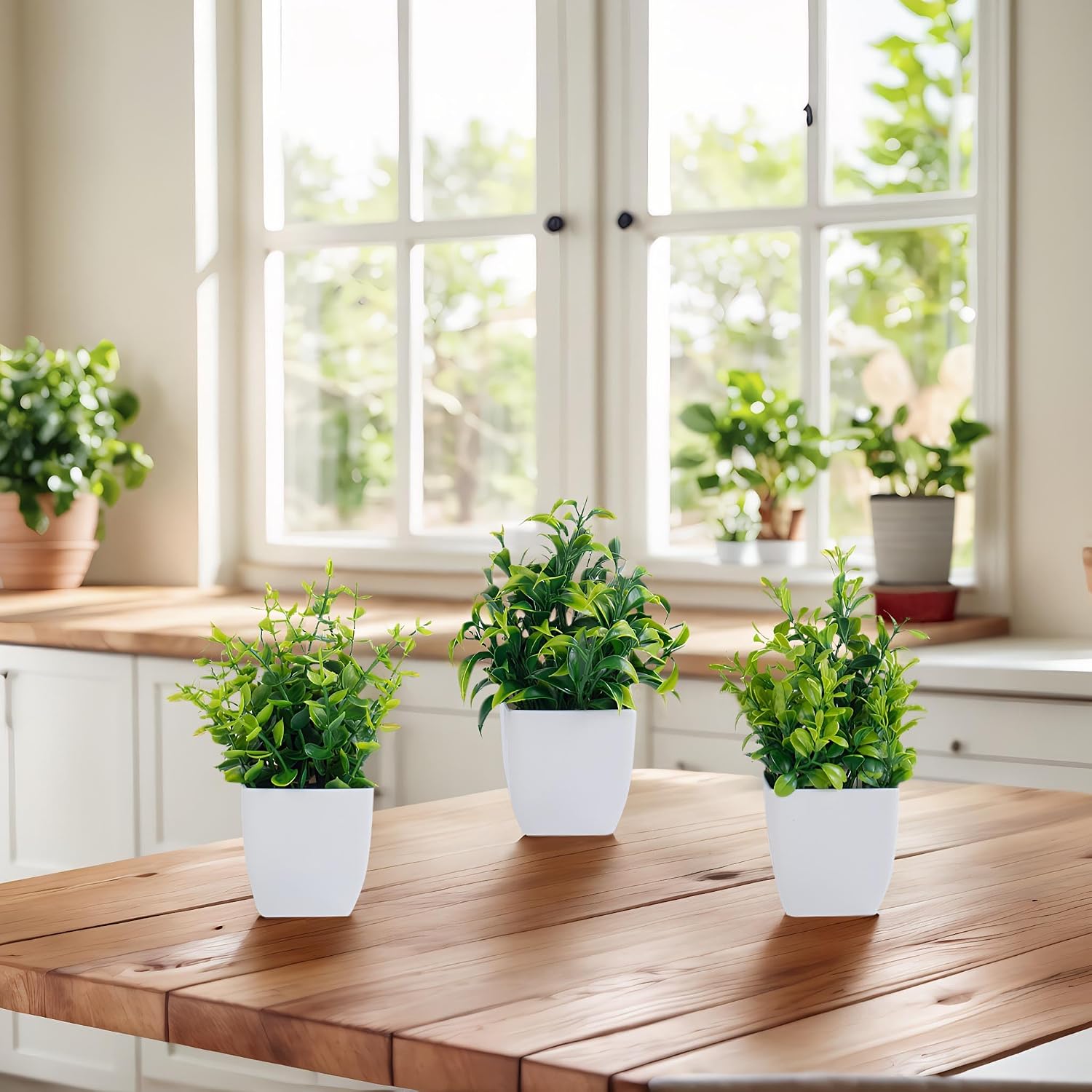 Small Artificial Eucalyptus Potted Plants / Green / Set of 6