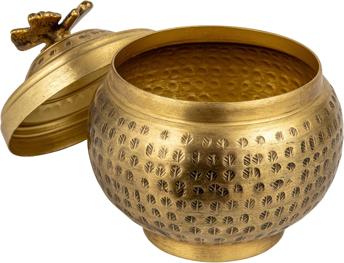 Round Hammered Metal Container / Cottage