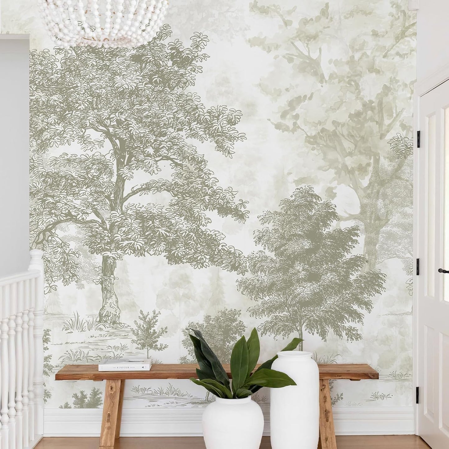 Vintage Forest Wall Murals Peel and Stick 88.5" W x 110" H Tree / 88.5 x 110 / Neutral / Beige