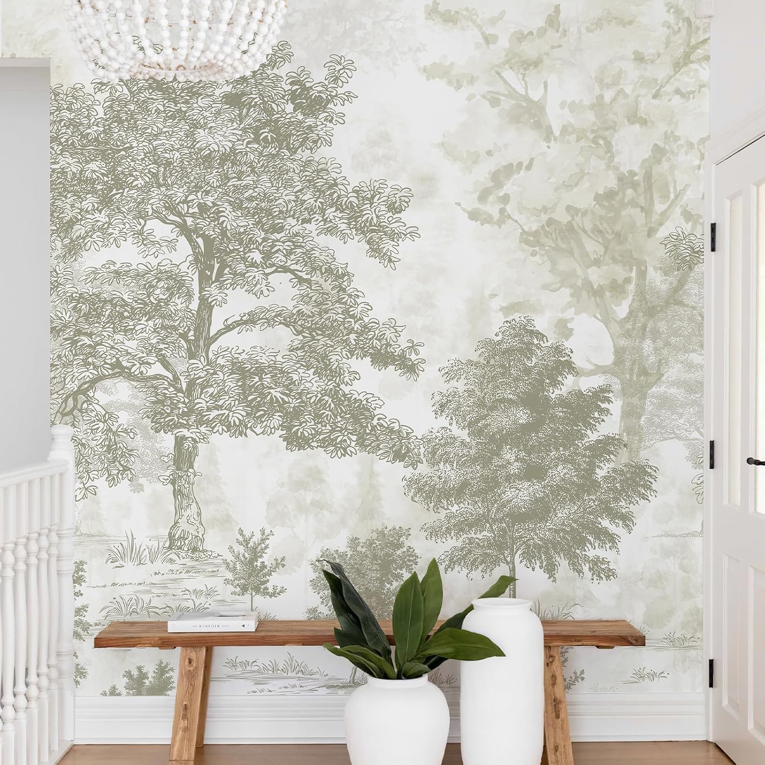 Vintage Forest Wall Murals Peel and Stick 88.5" W x 110" H Tree / 88.5 x 110 / Neutral / Beige