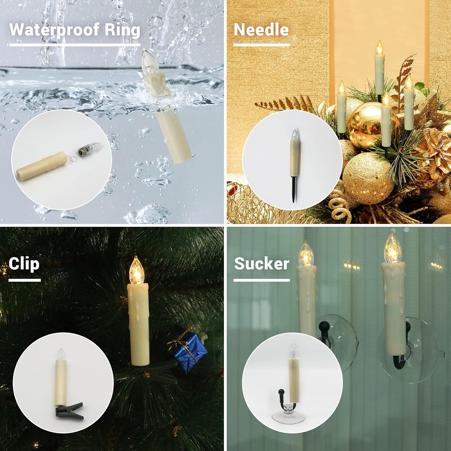 PChero Window Candles Battery Operated with Timer Remote, 20 Pcs | Christmas Flameless Candles, Waterproof Flickering