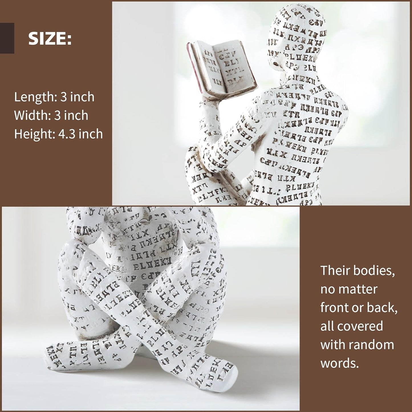 Home Decor Pulp Reading Women Thinker Statue Aesthetic Sculpture Room Decor Modern Abstract / A