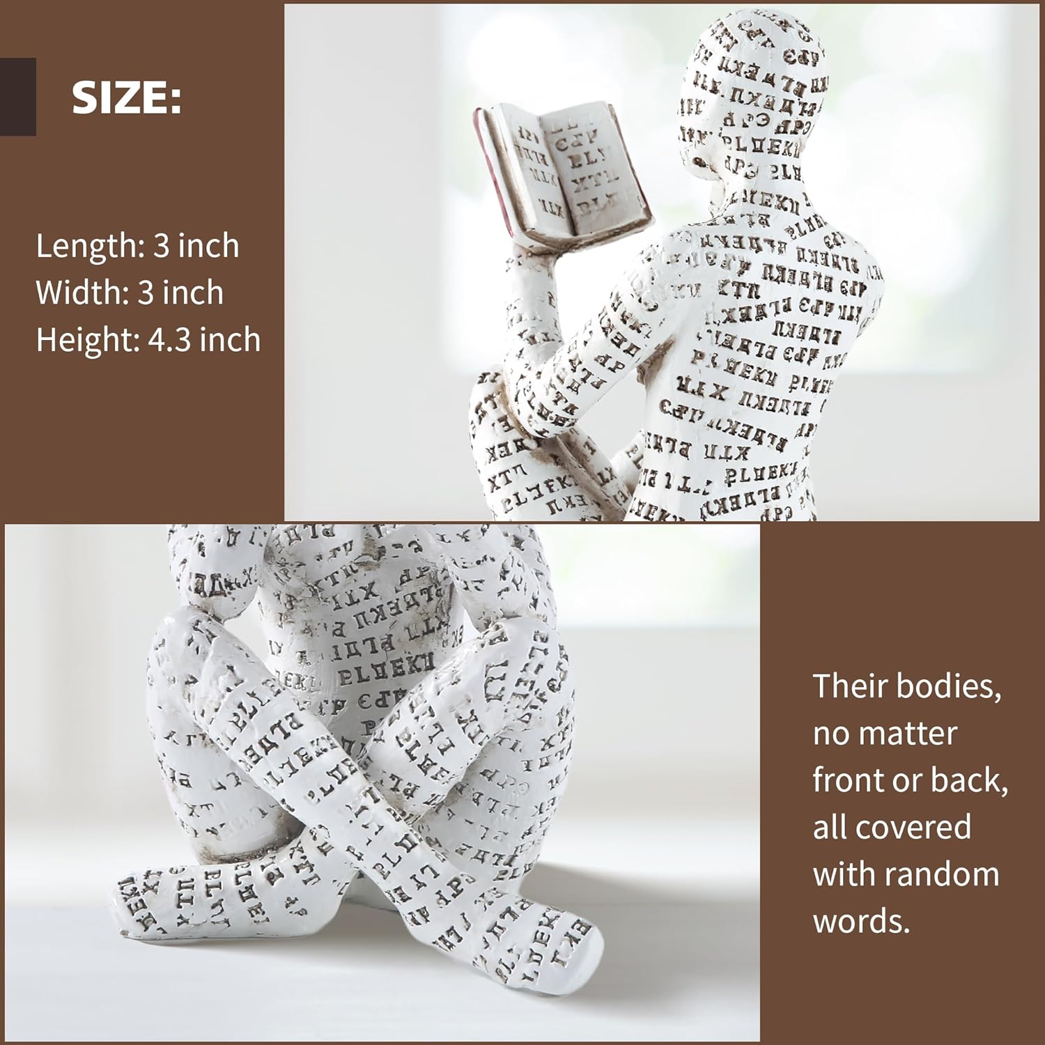Home Decor Pulp Reading Women Thinker Statue Aesthetic Sculpture Room Decor Modern Abstract / A