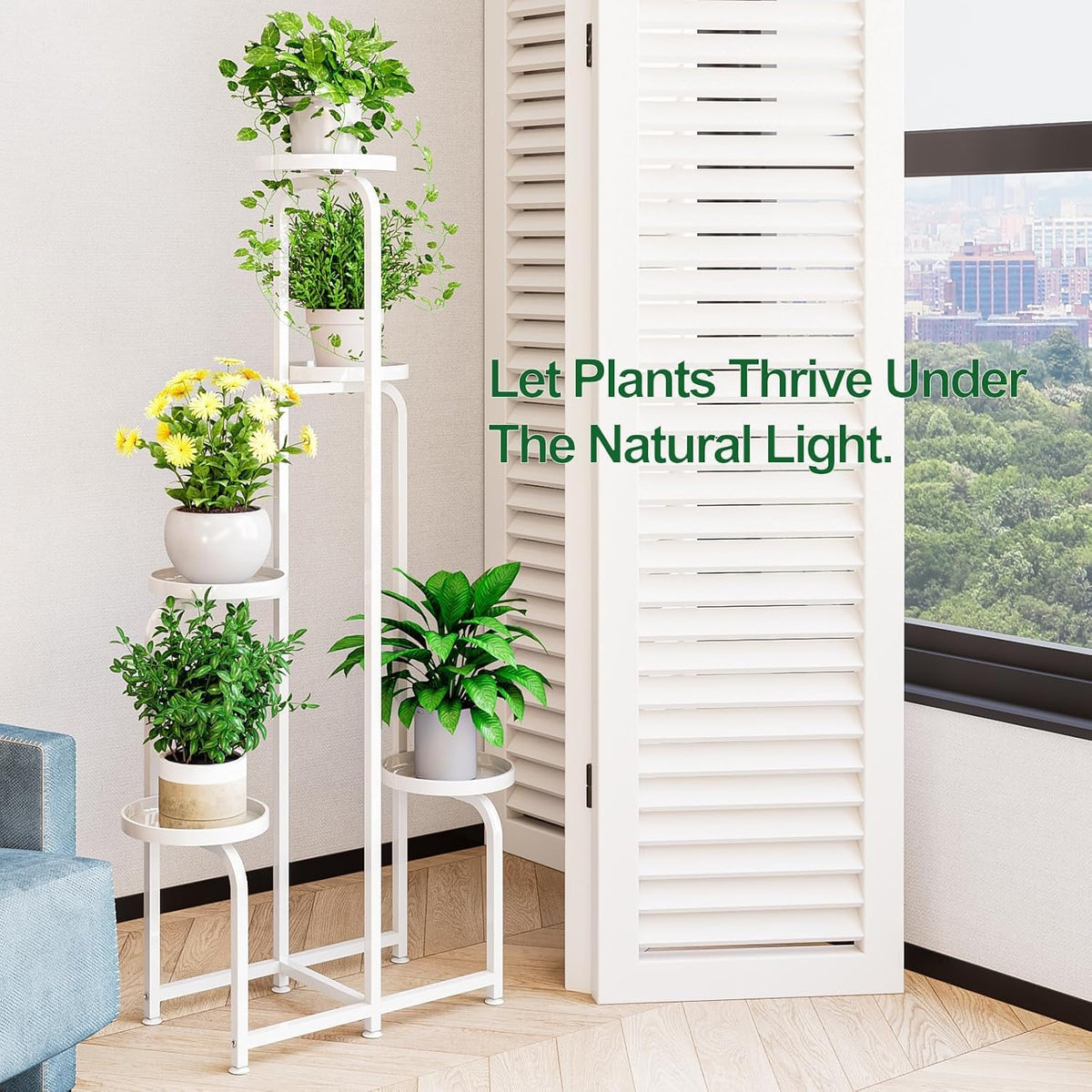 INGIORDAR Plant Stand Indoor Outdoor Corner Tall Plant Shelf 5 Tier Metal | Space-saving Tiered Design Displays