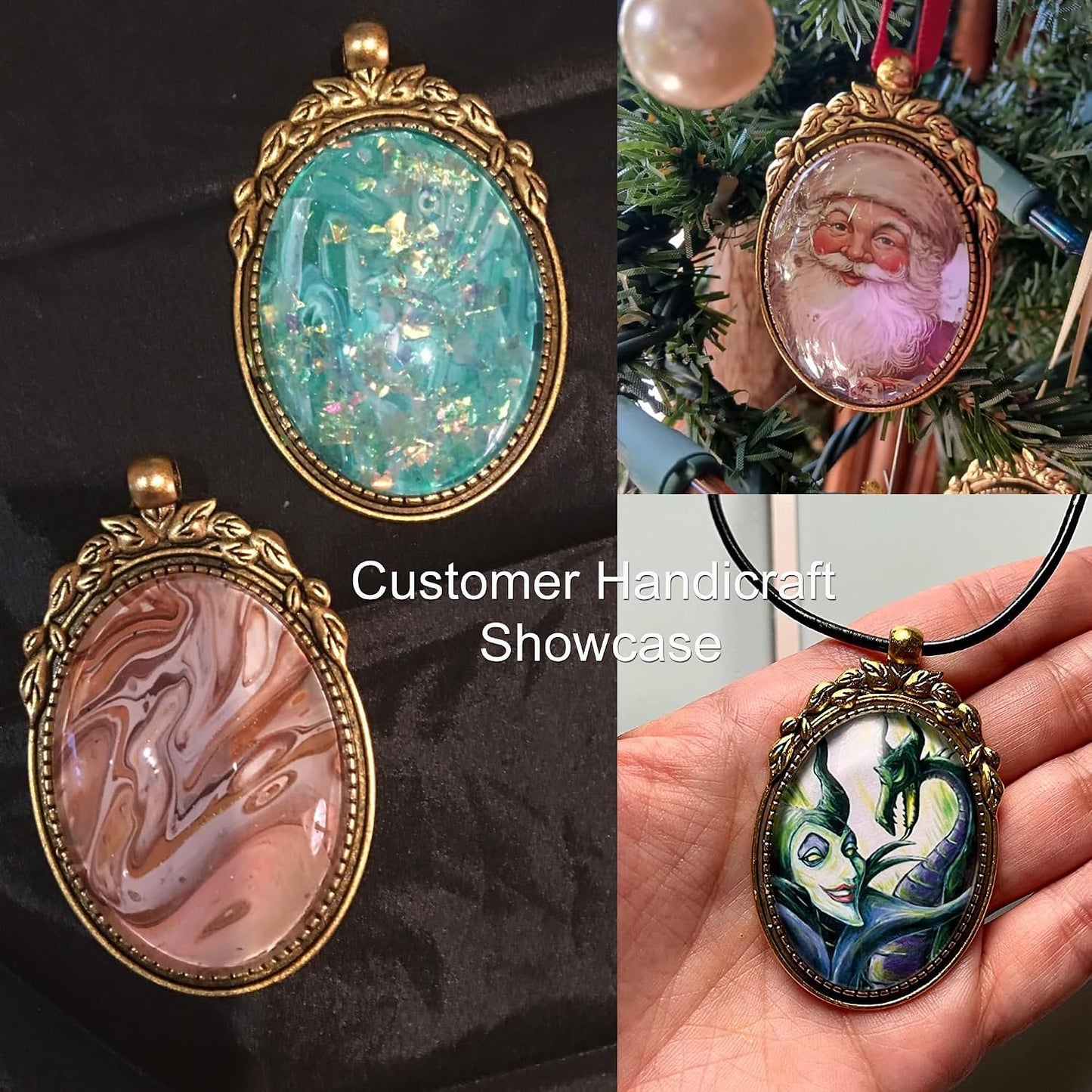 Oval Antiqued Color Blank Photo Setting Bezel Tray Pendant / Gold / Set of 10