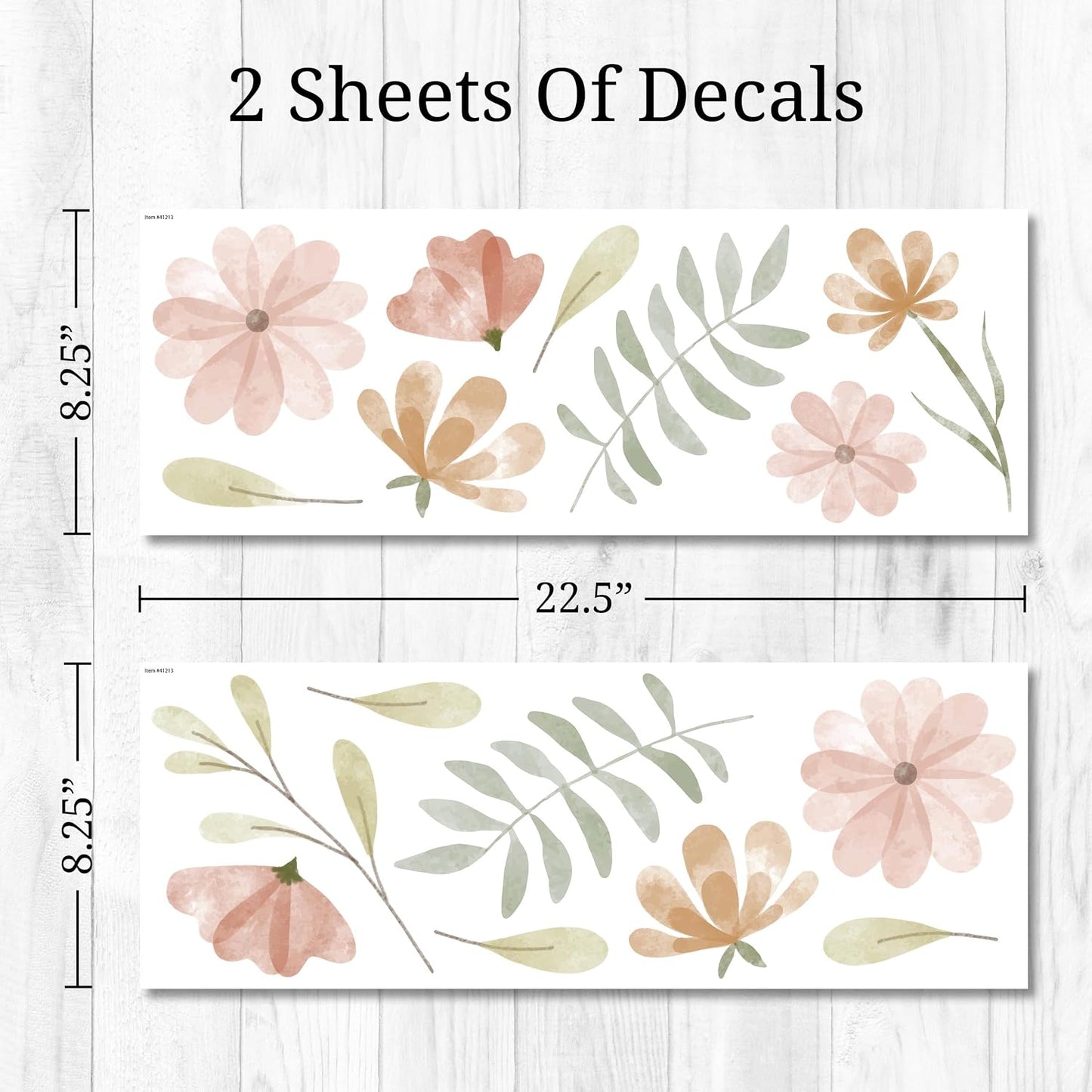 Watercolor Flower Wall Decals / Watercolor Boho Flowers / Set of 16