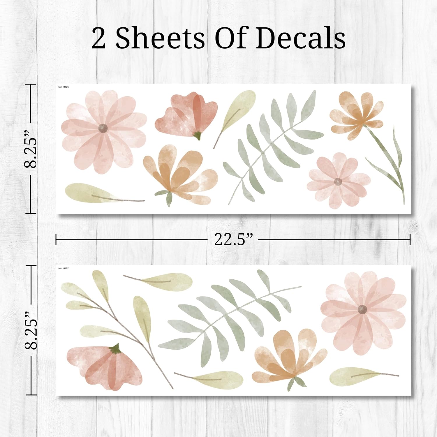 Watercolor Flower Wall Decals / Watercolor Boho Flowers / Set of 16