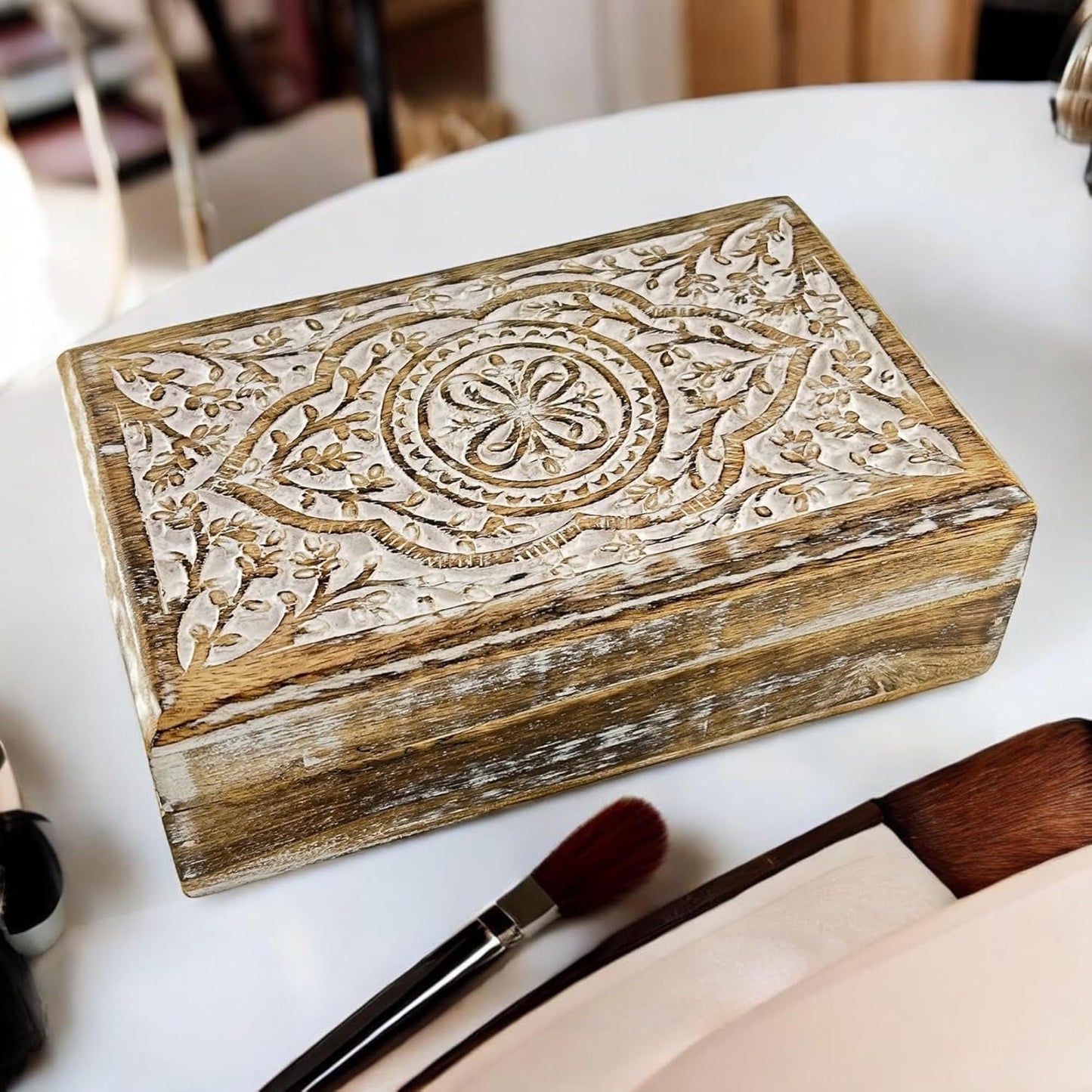 Wooden Mini Jewellery Box Floral Design-Trinket Box for Ladies-Jewellery Storage / Butterfly