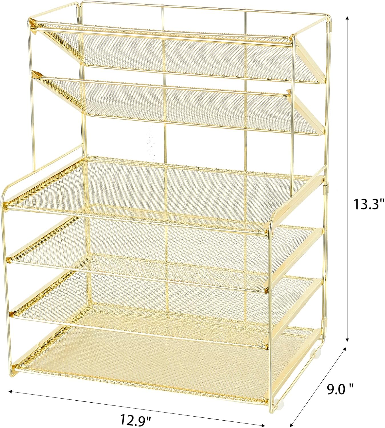 Desk Organizer, 6-Tier Paper Organizer Letter Tray, Gold | Desk Organizers and Accessories, Office Desk Accessories &