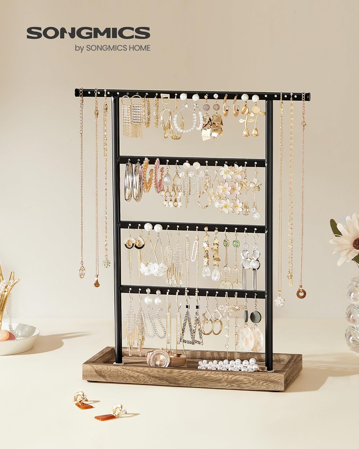 Base Tray / Jewelry Organizer / Wood Color + Black