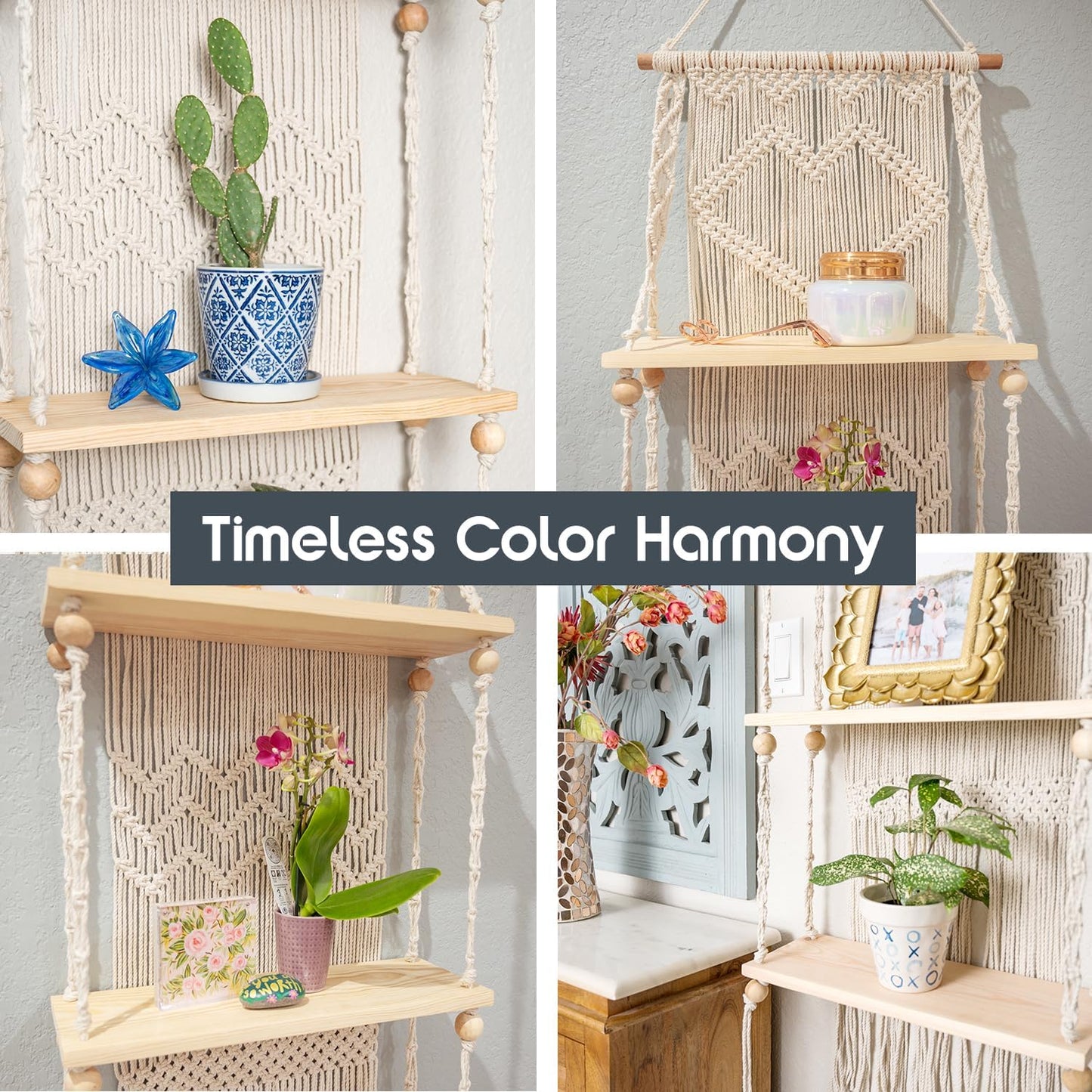 Boho Shelves / Wall Plant Hanger Shelves / 3 Tier