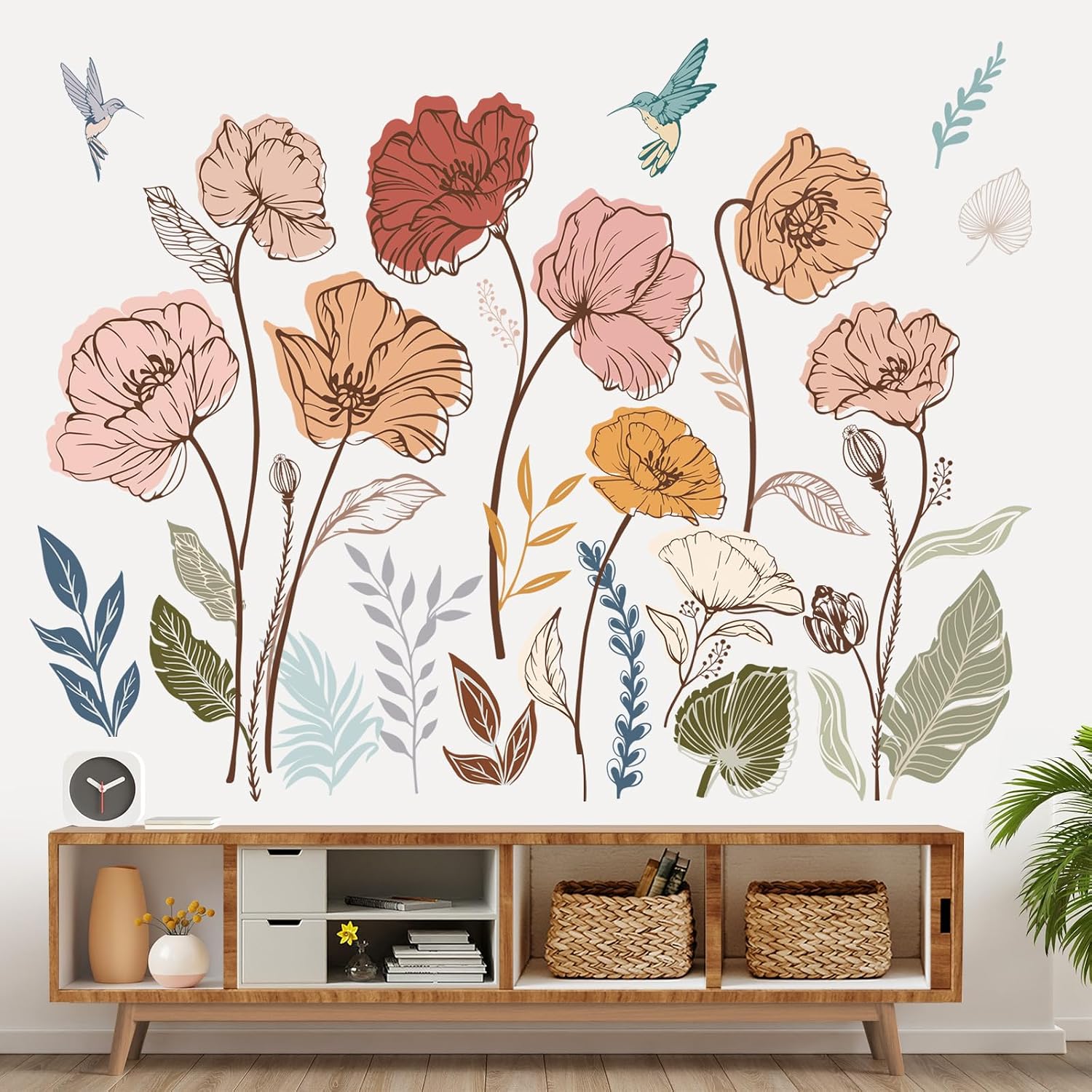 Wall Stickers Floral Leaves Grass Peel and Stick Wall Art Decals / Boho Flower