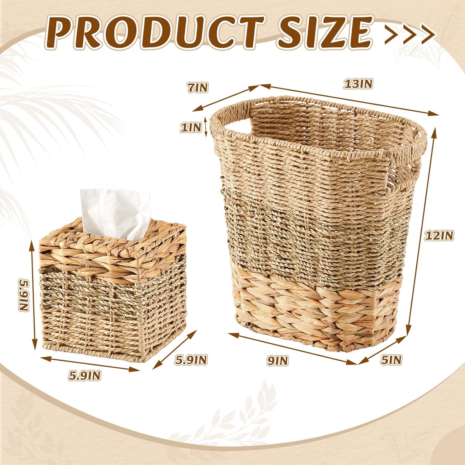 Handles and Rattan Square Tissue Box Cover Boho