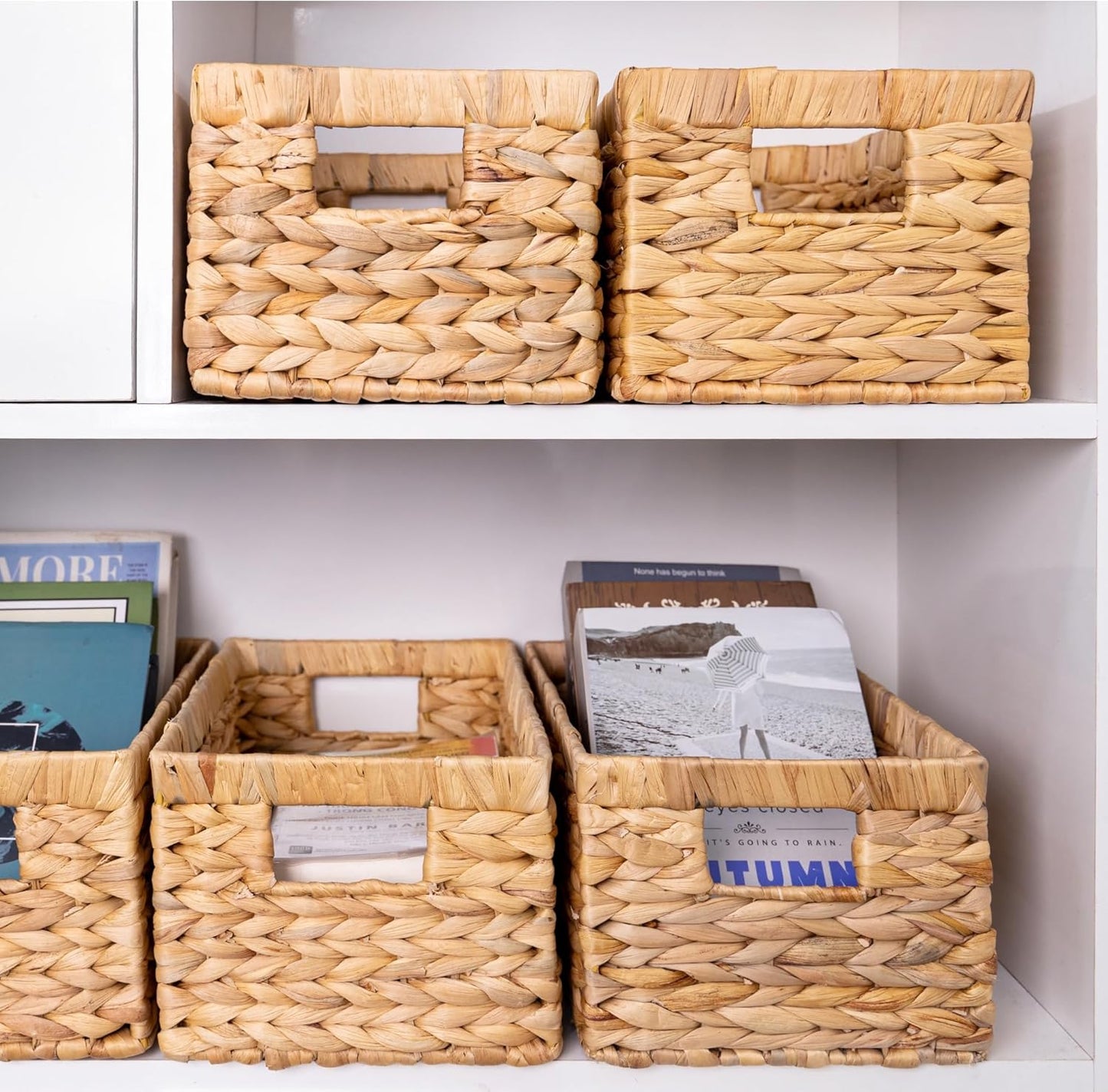 Wicker Baskets / Decorative Woven Organizer Bin / Set of 3