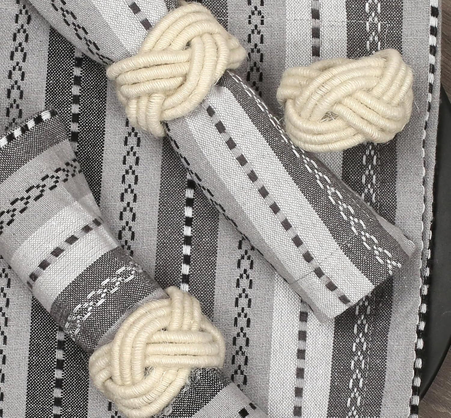 Alpha Living Home Jute Napkin Rings, Woven Boho Set of 12, Off White | Natural jute, 2x2x1.5 in, fits standard cloth &