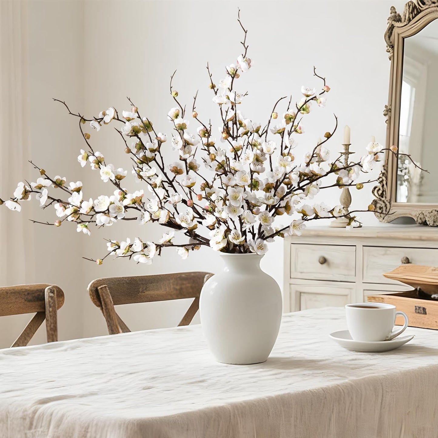Artificial Flowers / Faux Cherry Blossom Branches / Set of 4