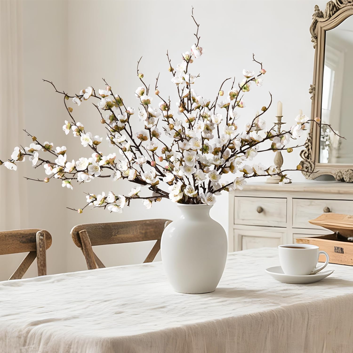 Artificial Flowers / Faux Cherry Blossom Branches / Set of 4