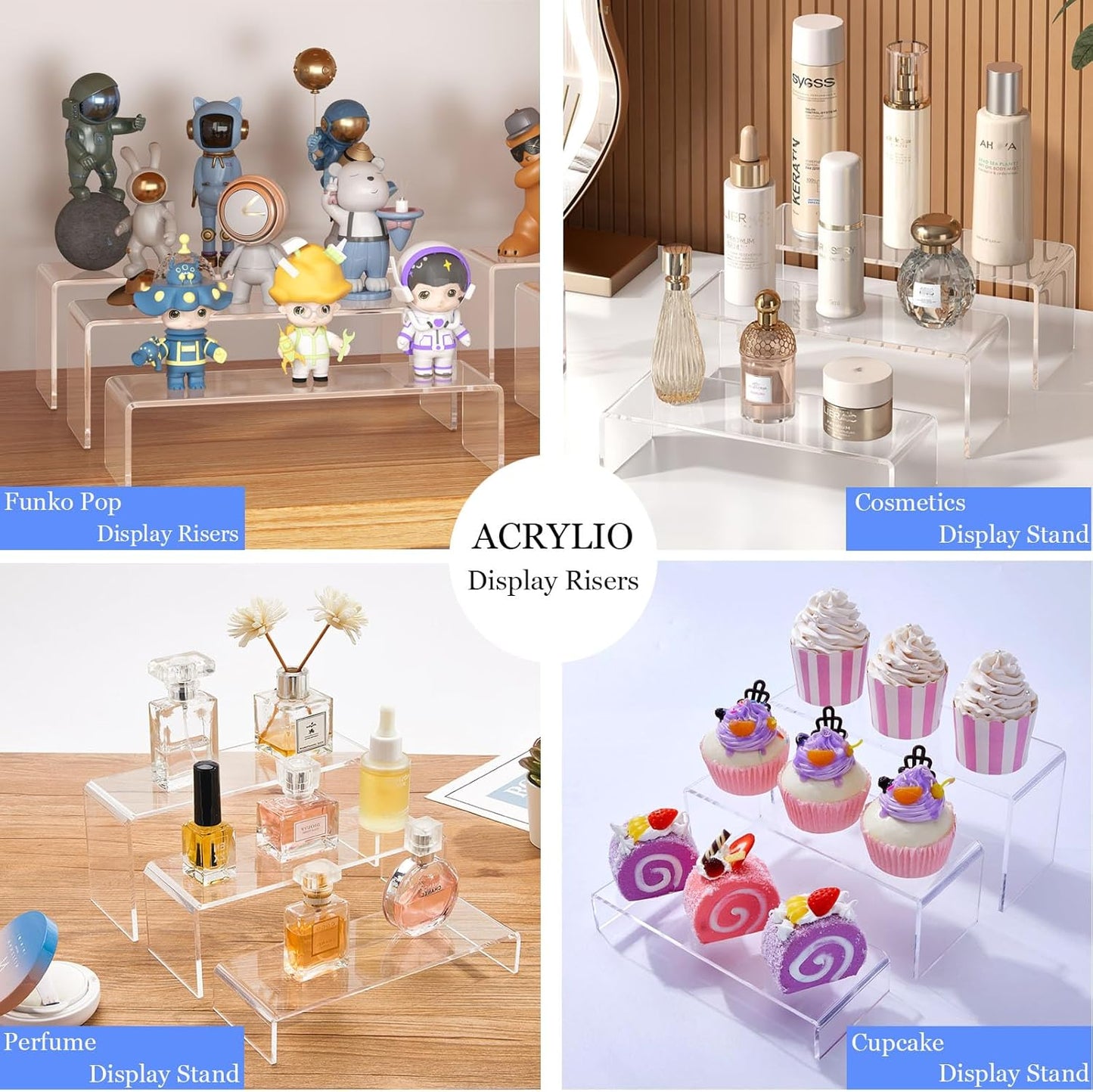 Rectangle Display Stand for Figures / Transparent / Set of 6