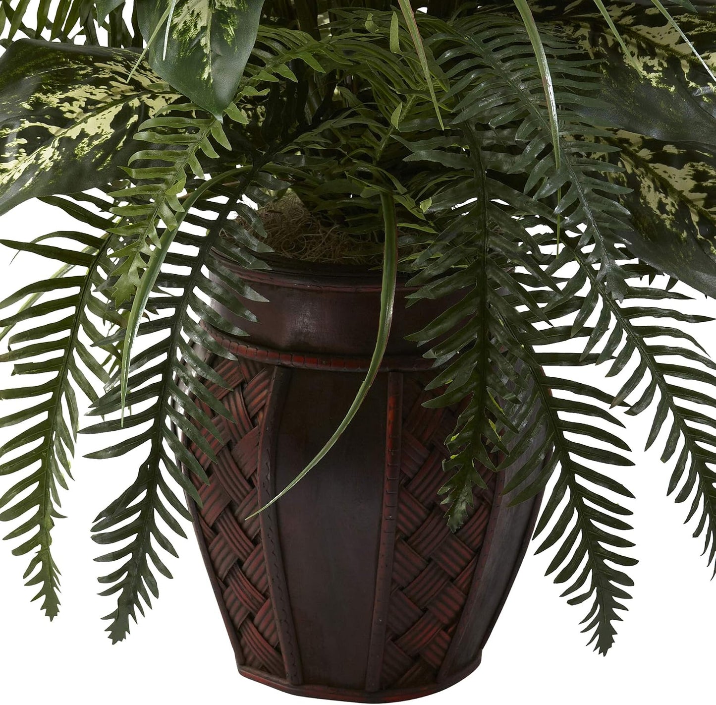 Planter / 6727 . Mixed Greens & Cattails / Green / 26 x 26 x 36