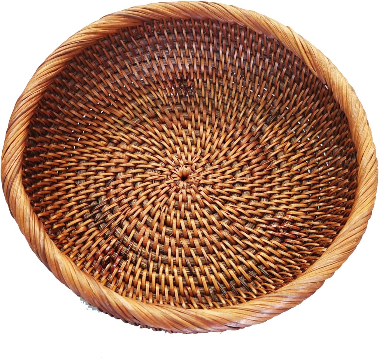 Round Rattan Bowl Basket / S - D7.9 x H2.4 Inch / 8 Inch
