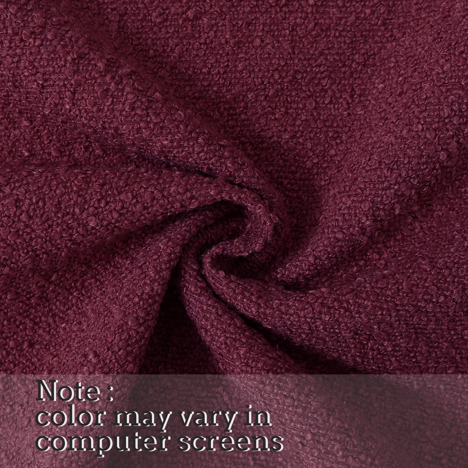 Decorative Square Thick Throw Pillow Covers Fine Textured Boucle / Burgundy Red / 18 x 18 / Set of 2