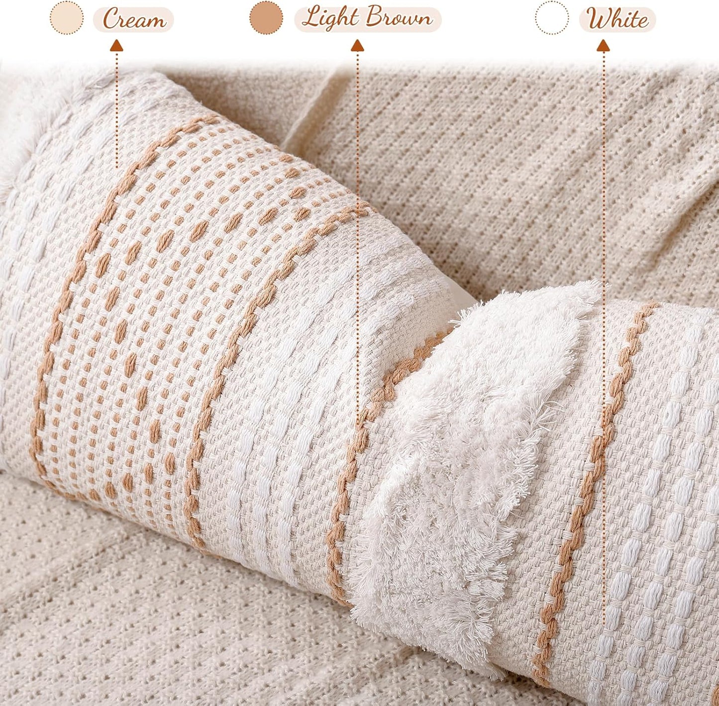 Lumbar Pillow Cover / Cream Beige / 14 x 36