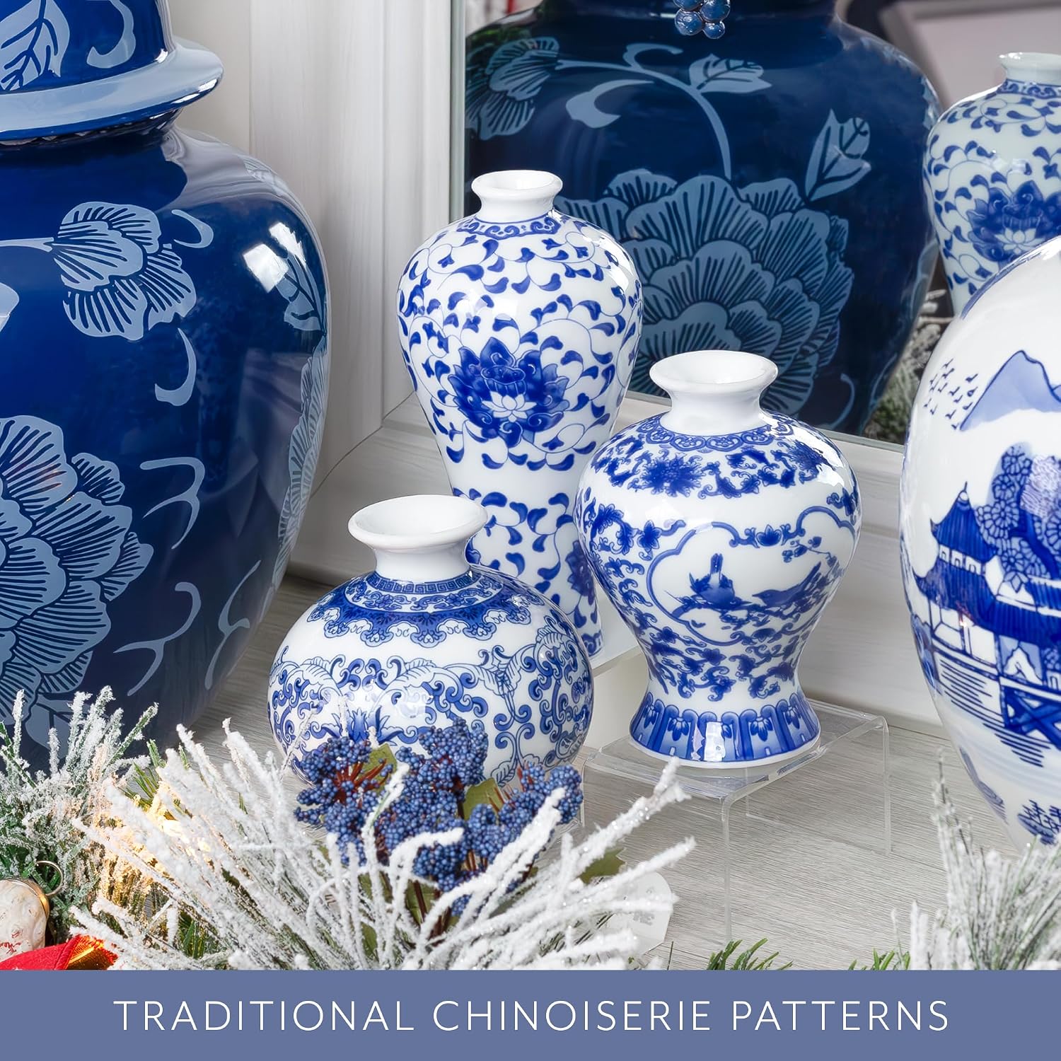 Mini Decorative Bud Vases for Farmhouse / Blue / Set of 3
