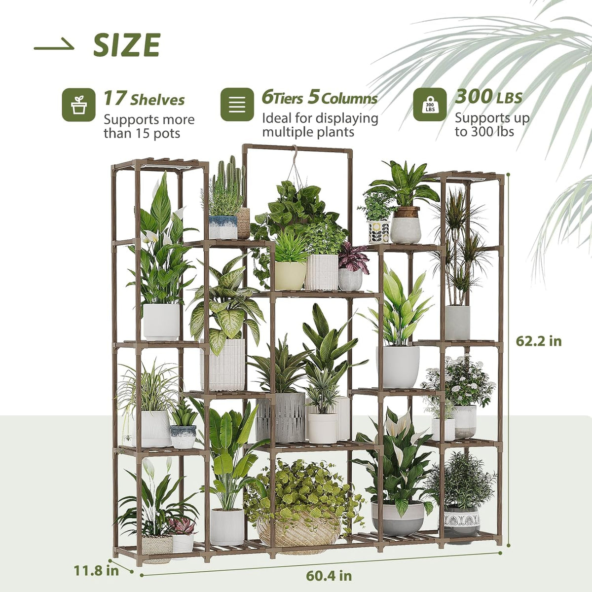 Bamworld Plant Stand with Grow Lights Large Plant Shelf Indoor Hanging Plants