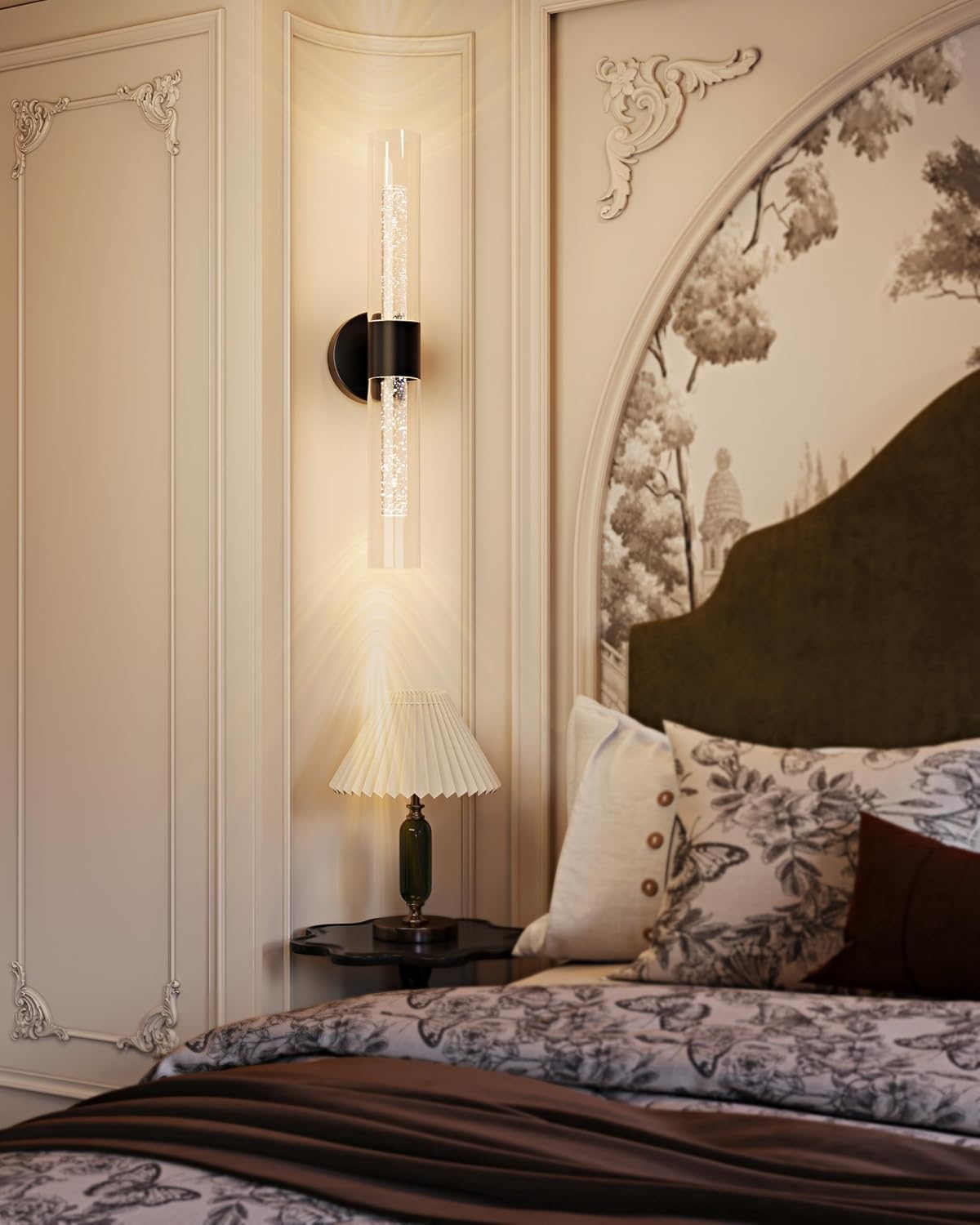 Black Wall Sconces Battery Operated with Remote Control, 21.5 Inch 3CCT | Rechargeable Wall Sconce with Timer