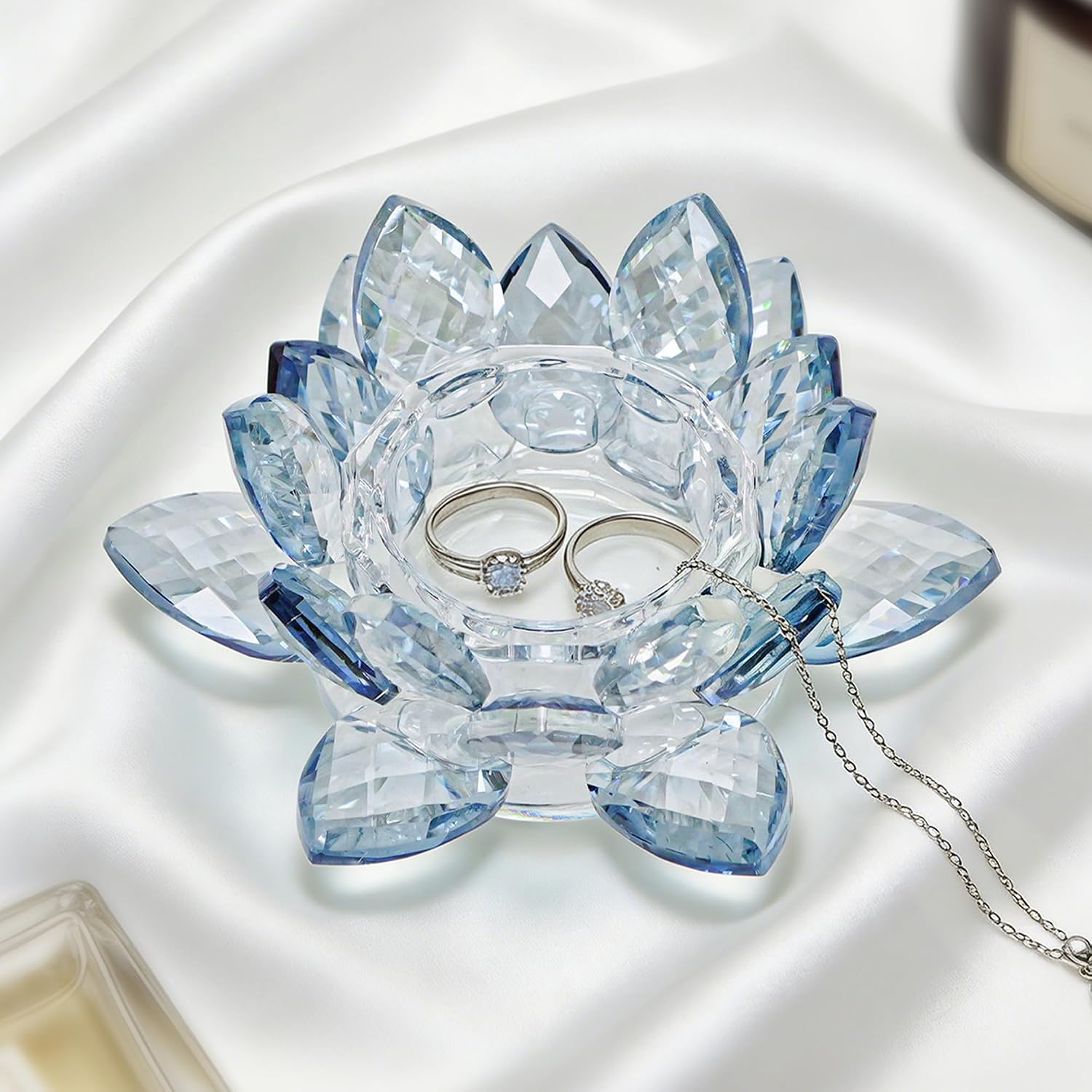 Crystal Lotus Jewelry Tray / 4.4" - Blue