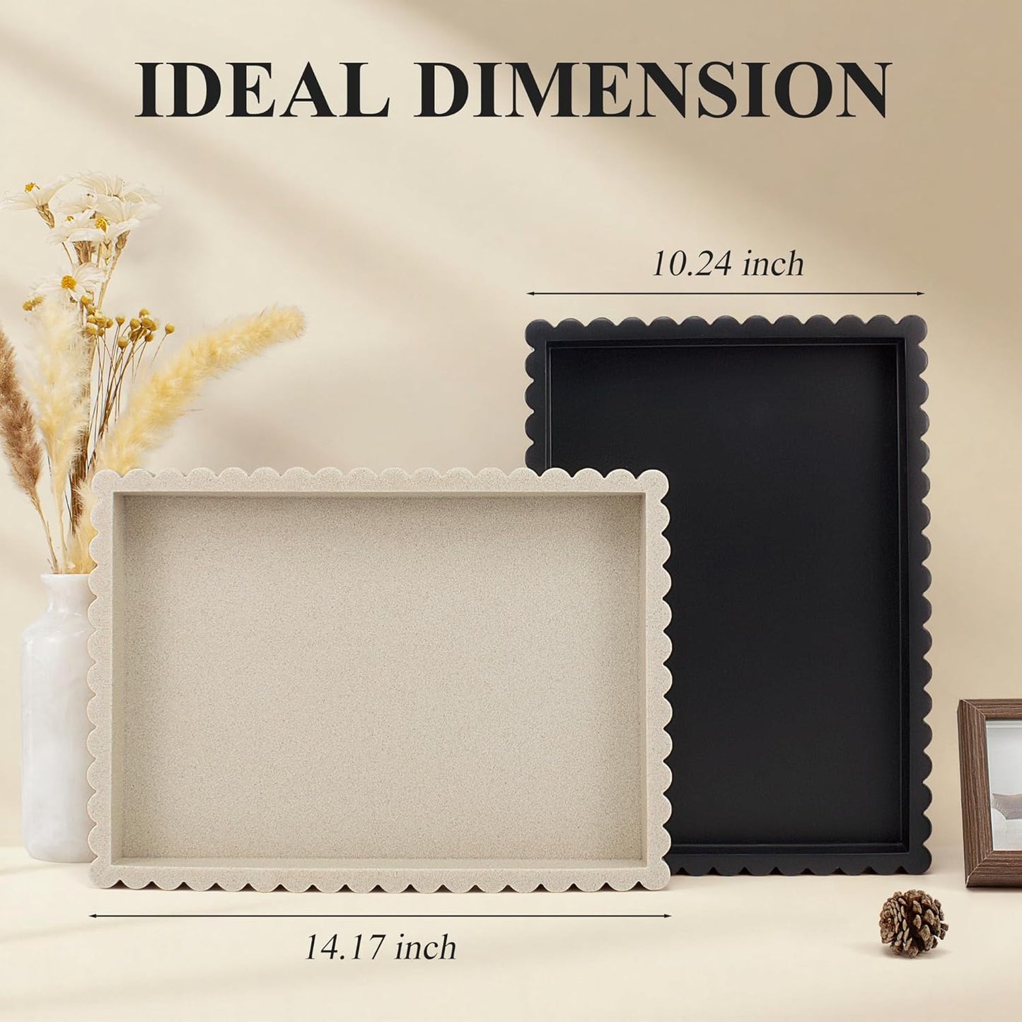 Scalloped Coffee Table Tray / Black