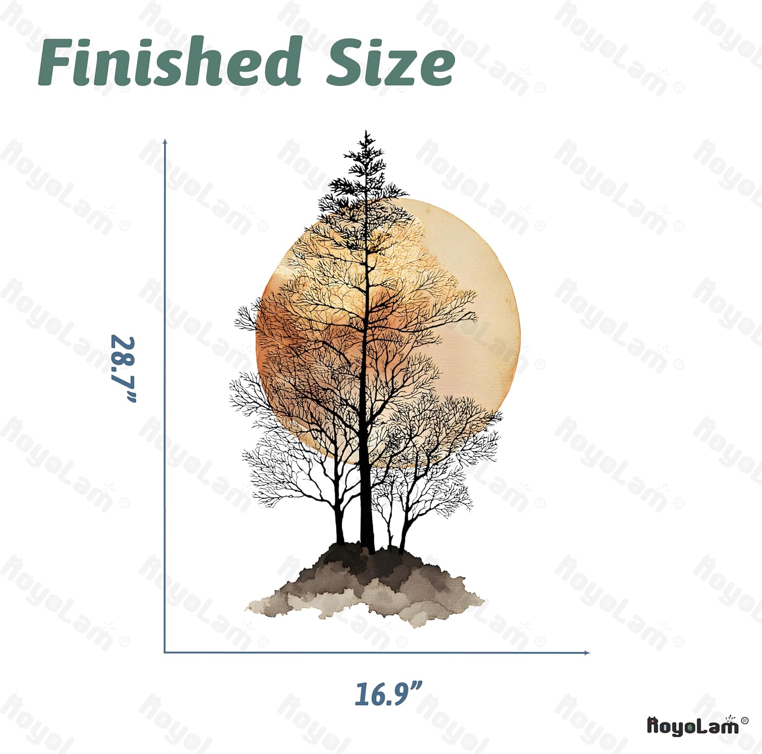 Tree and Moon Wall Decals Removable Boho Vinyl Stickers for Nursery Living Room and Kitchen Decor