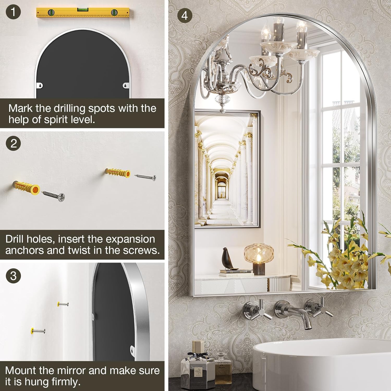 Metal Frame Bathroom Mirror / Silver / 32"L x 24"W / 24 x 32